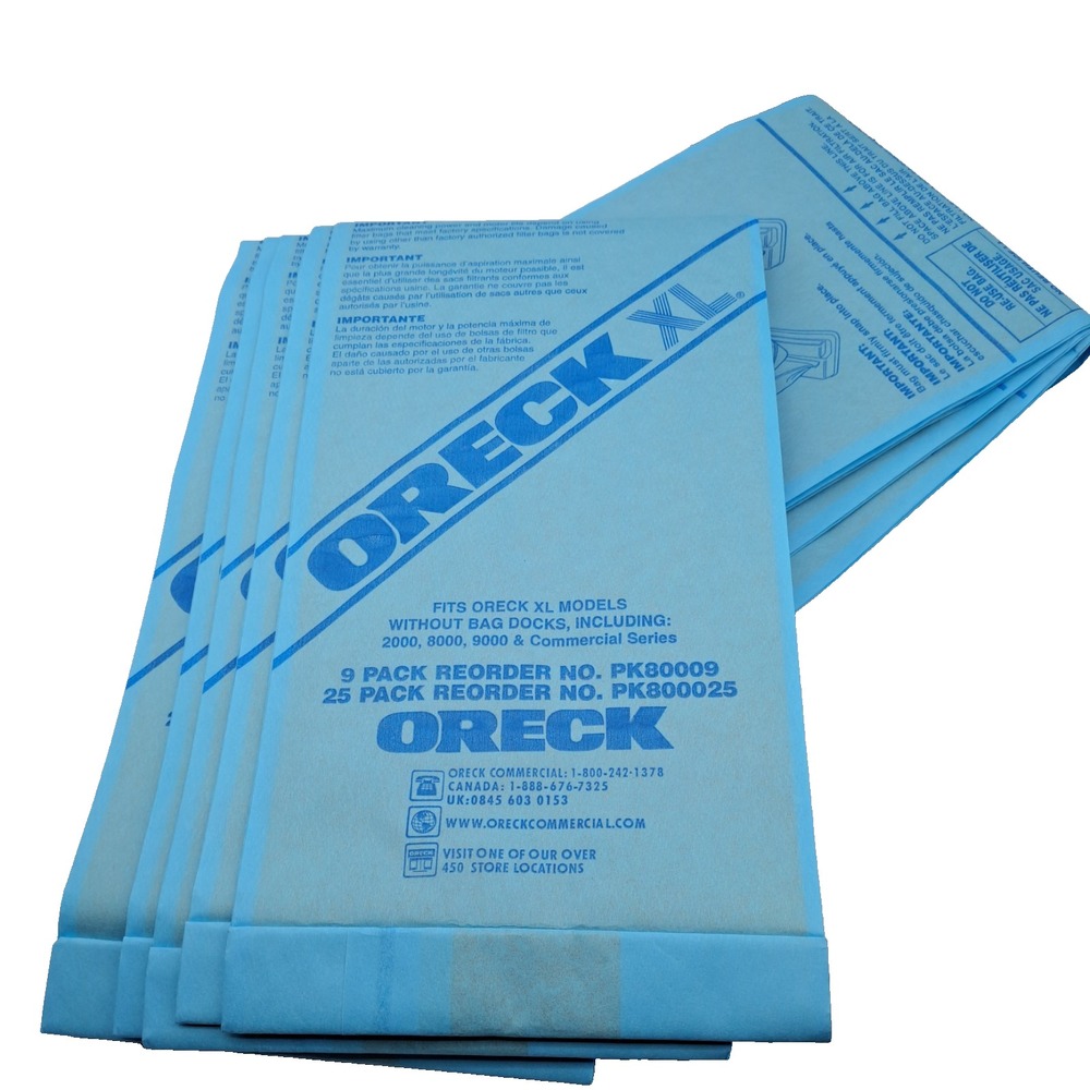 Oreck PK80009 Commercial Vacuum Bags XL Standard Filtration 9/Pack Disposable